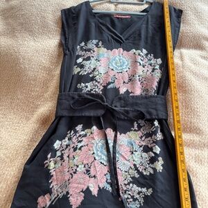 Comptoir des cotonniers silk floral dress with sash-tie size L